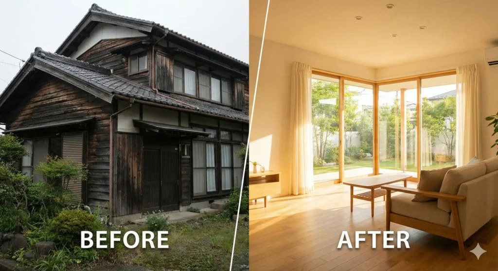 築50年の中古戸建てリフォームのビフォーアフターイメージ