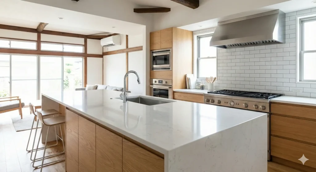 築50年の戸建てをリフォームして新しくなった対面キッチンの事例写真