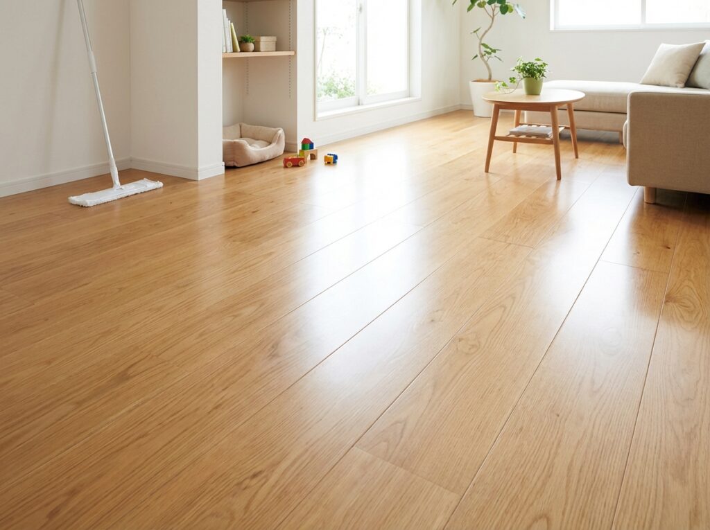 掃除がしやすく清潔なフローリング、手入れが簡単な洋室の床