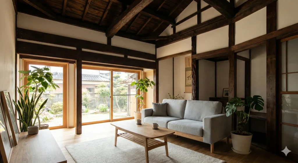 築50年戸建てリフォーム後のモダンなリビング内装