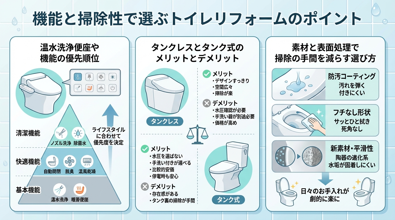 機能と掃除性で選ぶトイレリフォームのポイント