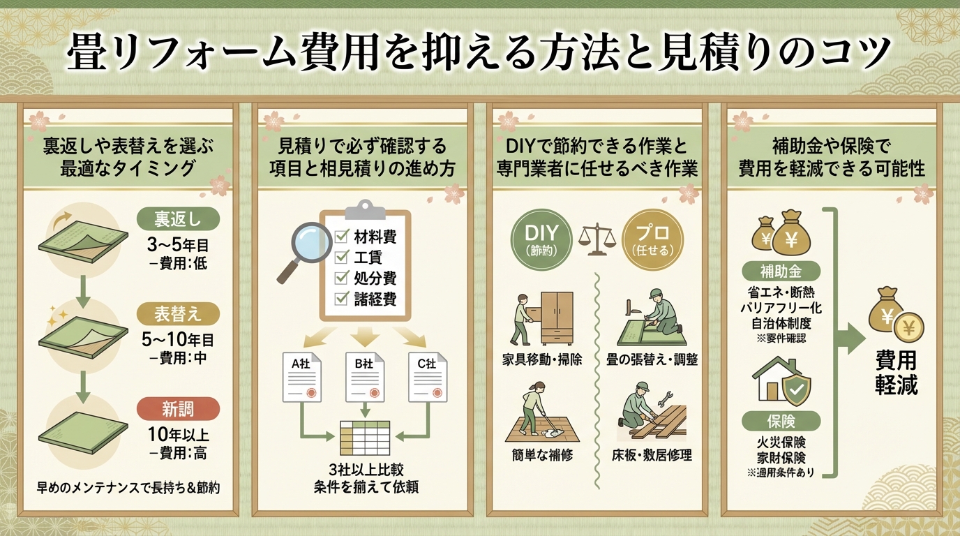 畳リフォーム費用を抑える方法と見積りのコツ