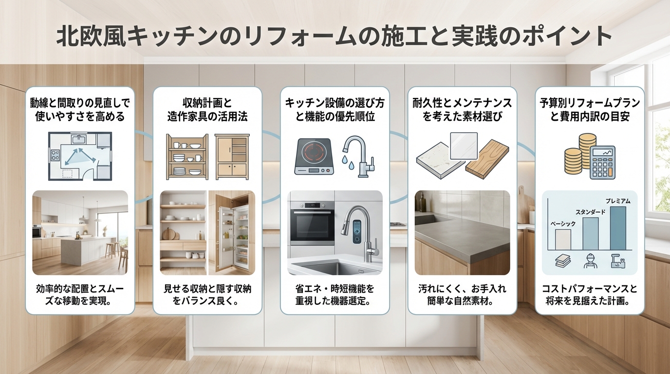 北欧風キッチンのリフォームの施工と実践のポイント