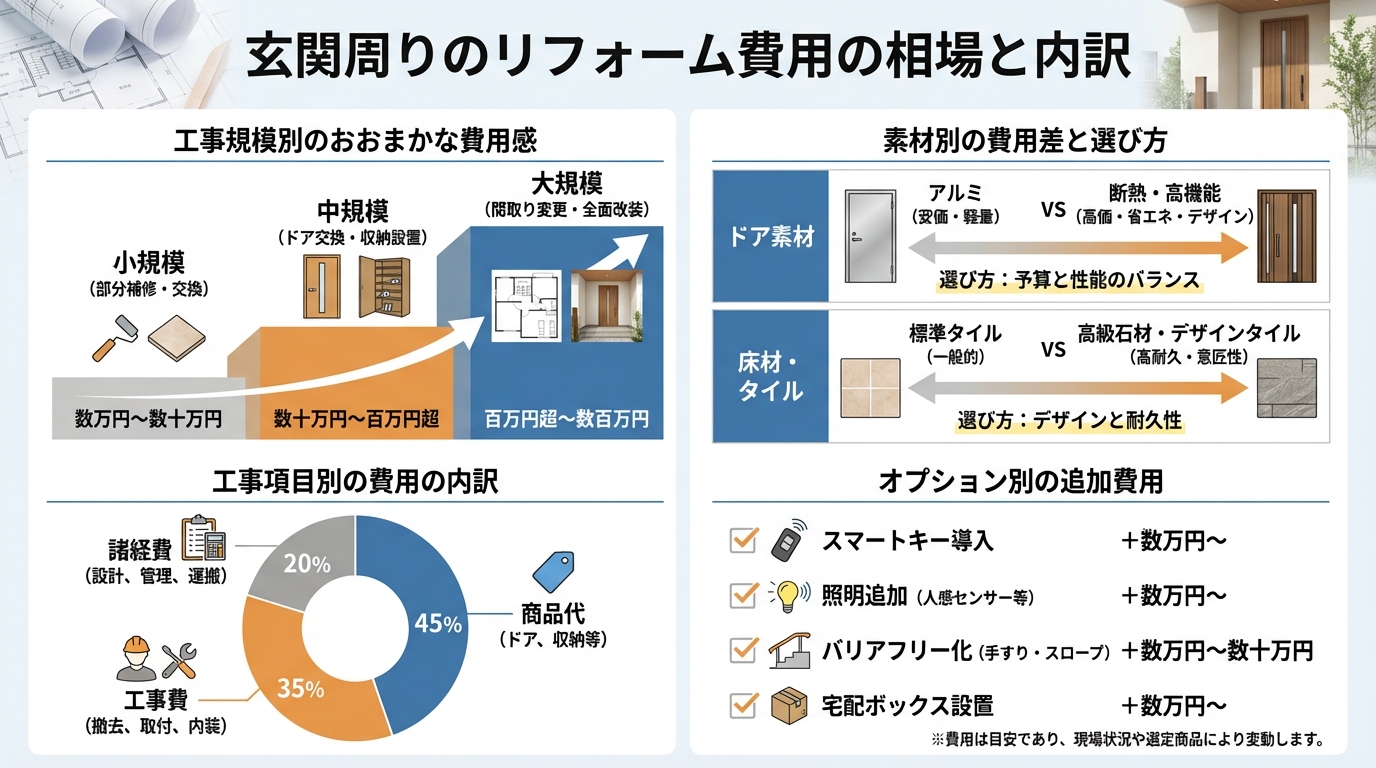 玄関周りのリフォーム費用の相場と内訳