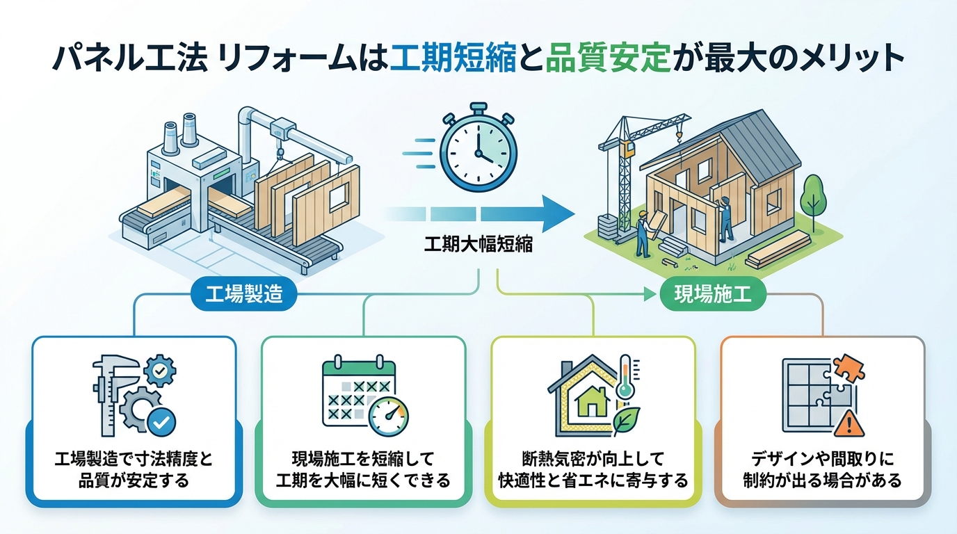 パネル工法 リフォームは工期短縮と品質安定が最大のメリット