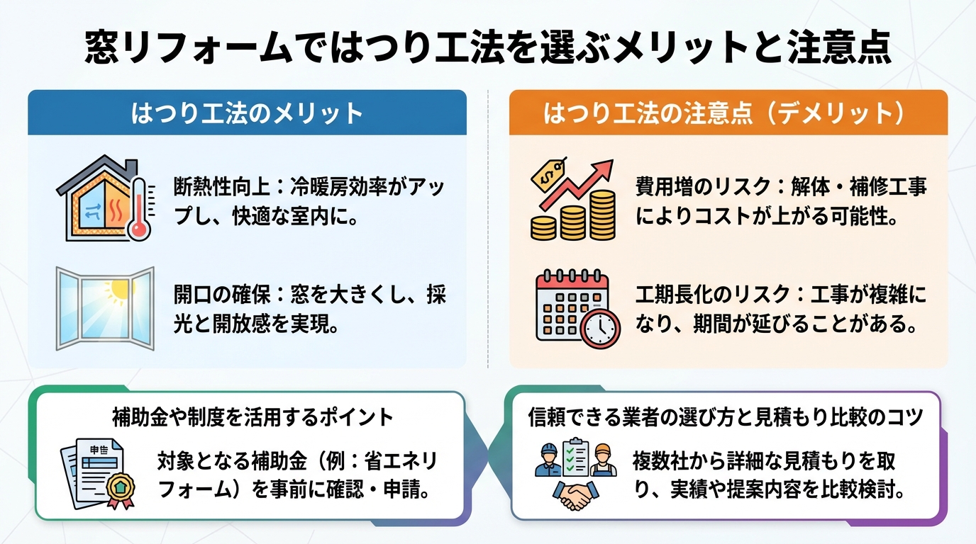窓リフォームではつり工法を選ぶメリットと注意点
