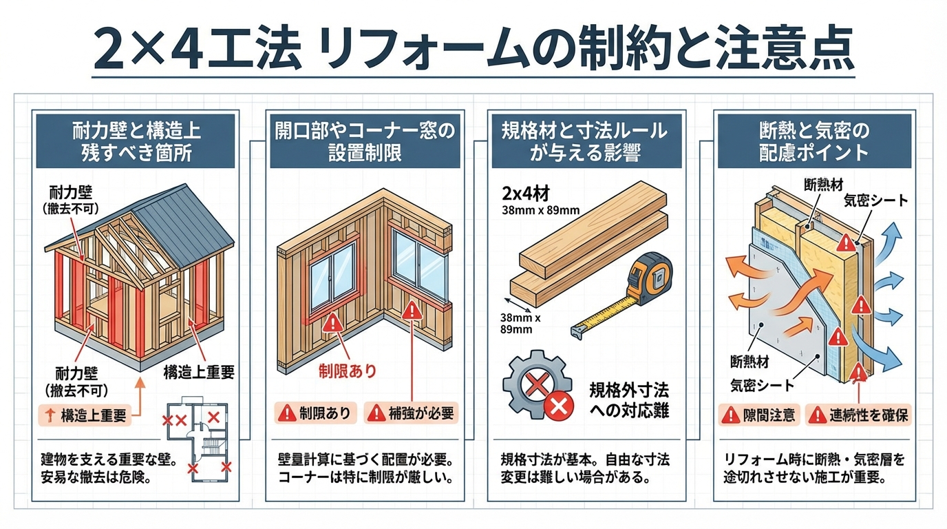 2×4工法 リフォームの制約と注意点