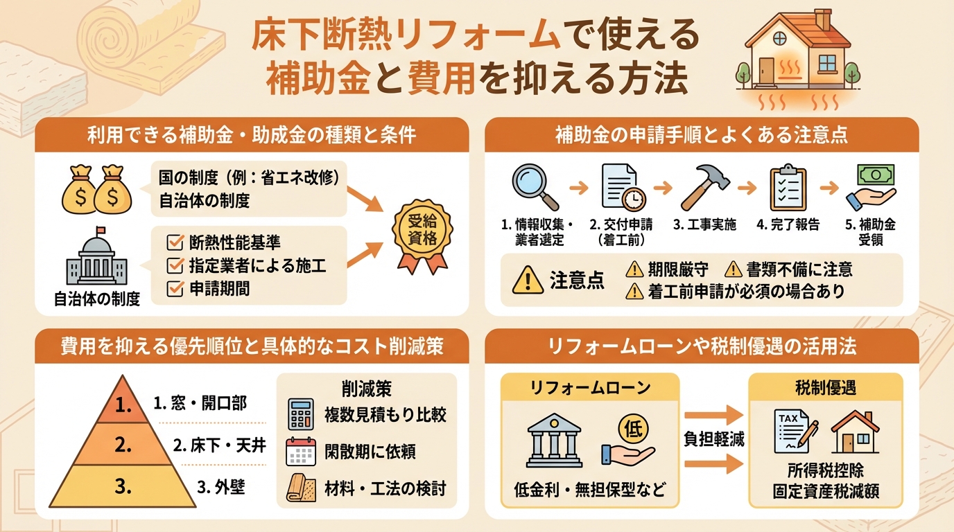 床下断熱リフォームで使える補助金と費用を抑える方法