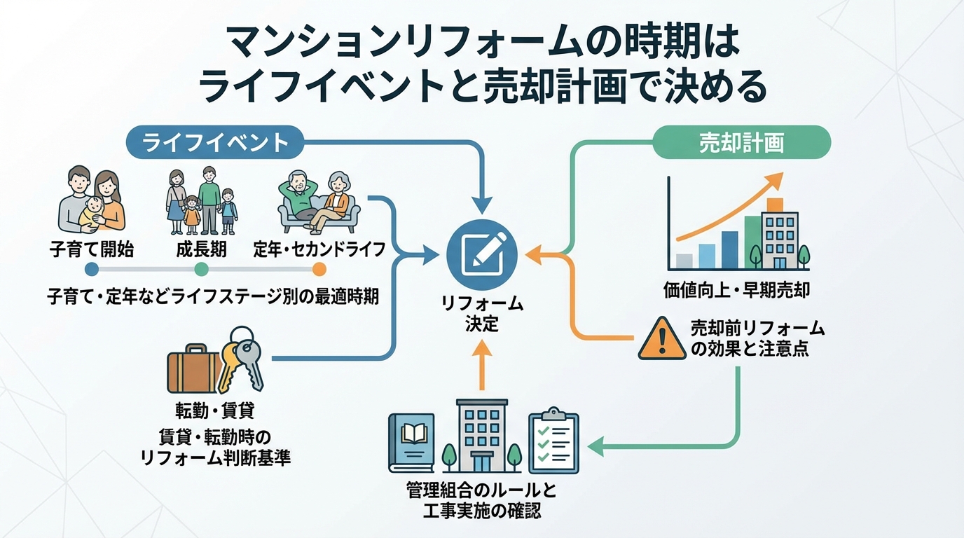 マンションリフォームの時期はライフイベントと売却計画で決める