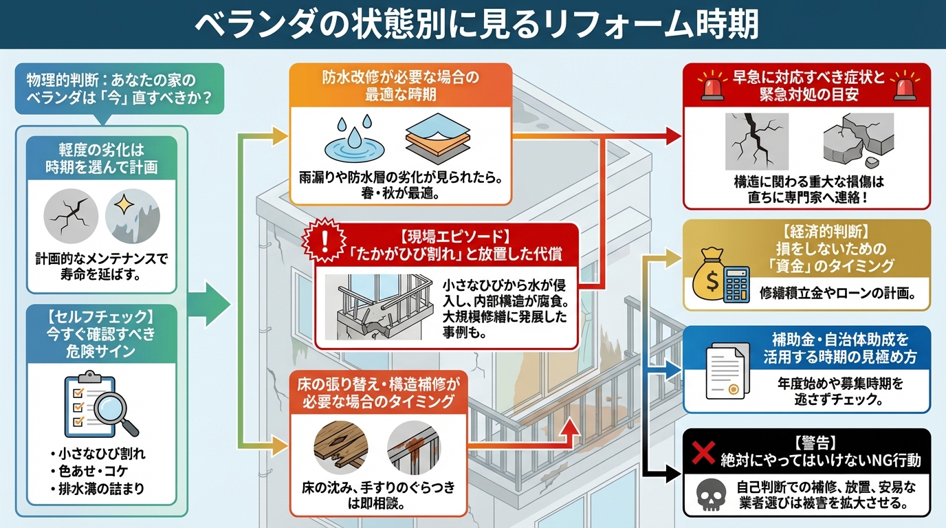 ベランダの状態別に見るリフォーム時期