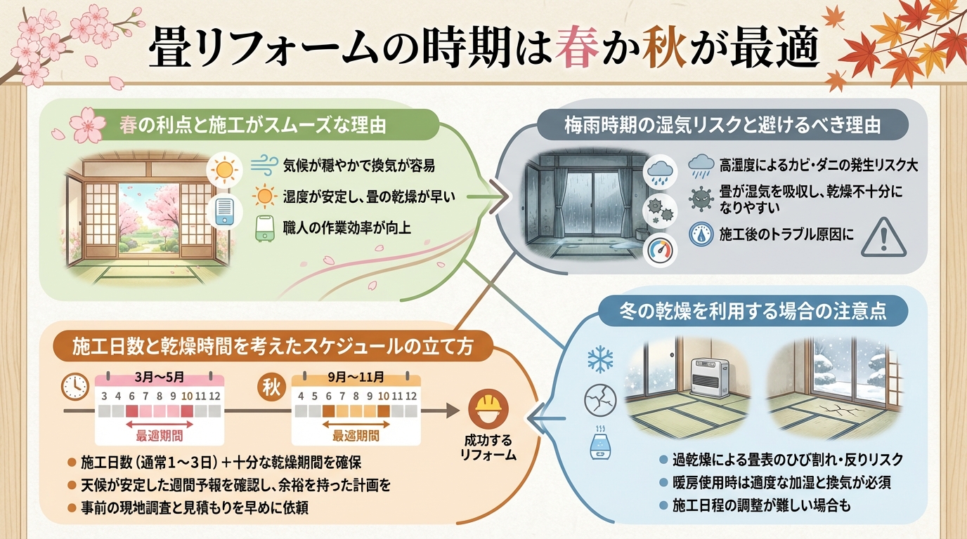 畳リフォームの時期は春か秋が最適