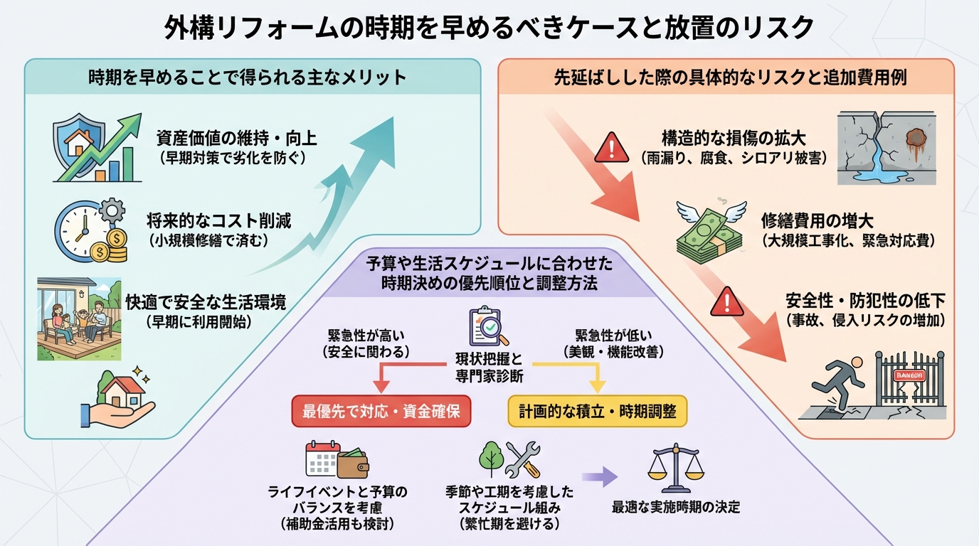 外構リフォームの時期を早めるべきケースと放置のリスク