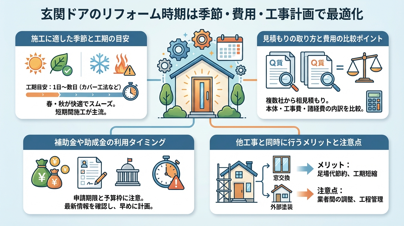 玄関ドアのリフォーム時期は季節・費用・工事計画で最適化