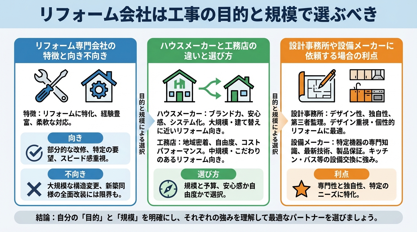 リフォーム会社は工事の目的と規模で選ぶべき