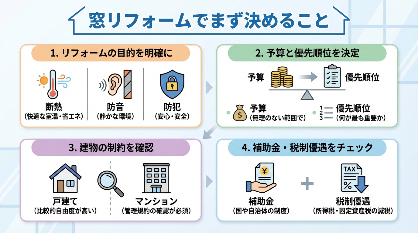 窓リフォームでまず決めること