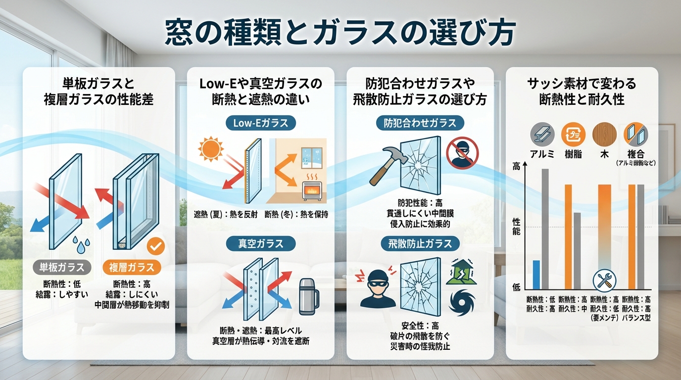 窓の種類とガラスの選び方
