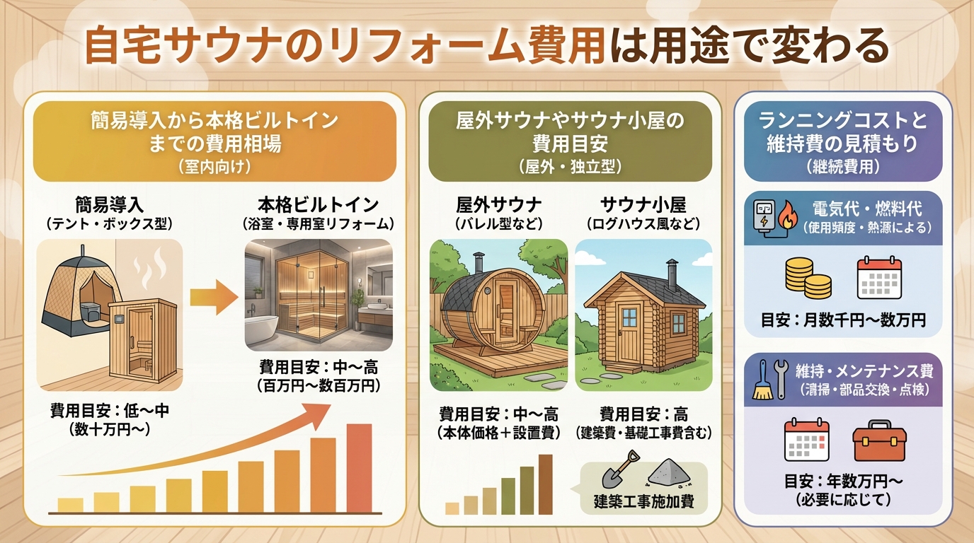 自宅サウナのリフォーム費用は用途で変わる
