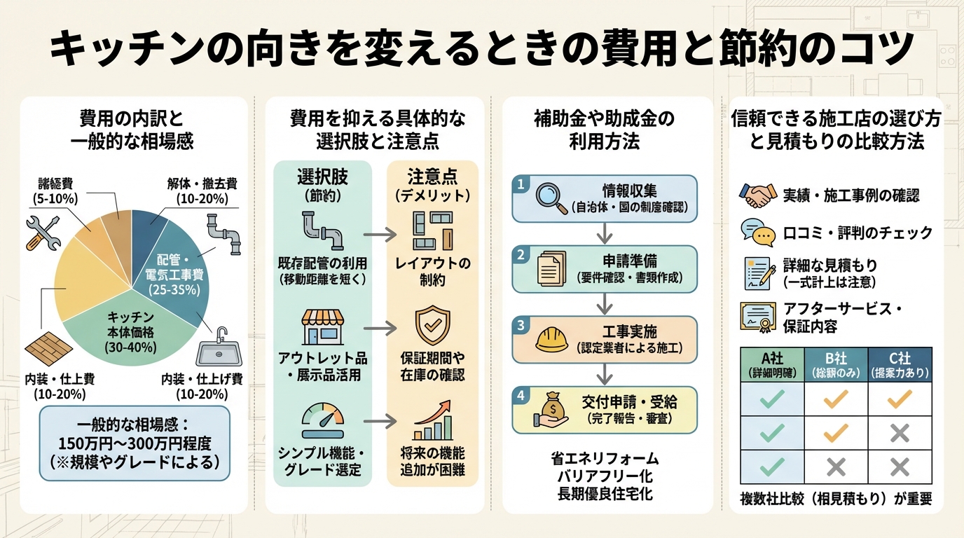キッチンの向きを変えるときの費用と節約のコツ