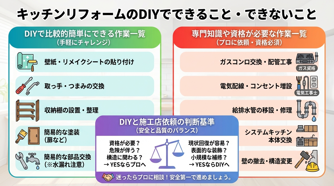 キッチンリフォームのDIYでできること・できないこと
