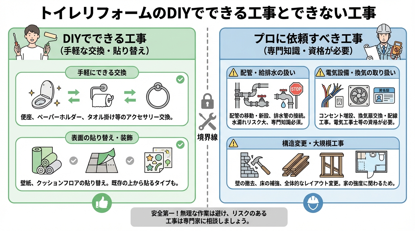 トイレリフォームのDIYでできる工事とできない工事