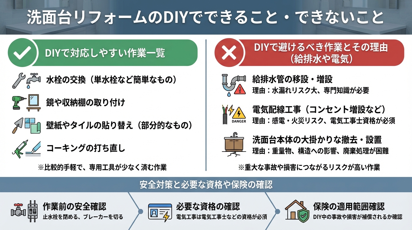 洗面台リフォームのDIYでできること・できないこと