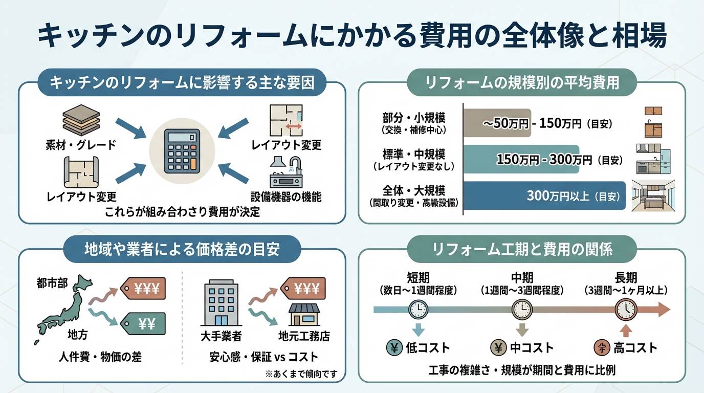 キッチンのリフォームにかかる費用の全体像と相場