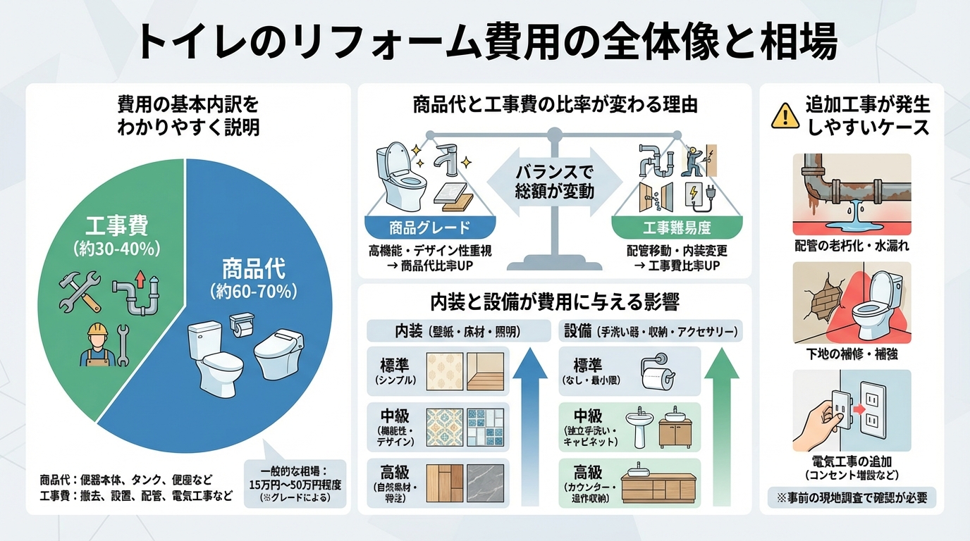 トイレのリフォーム費用の全体像と相場