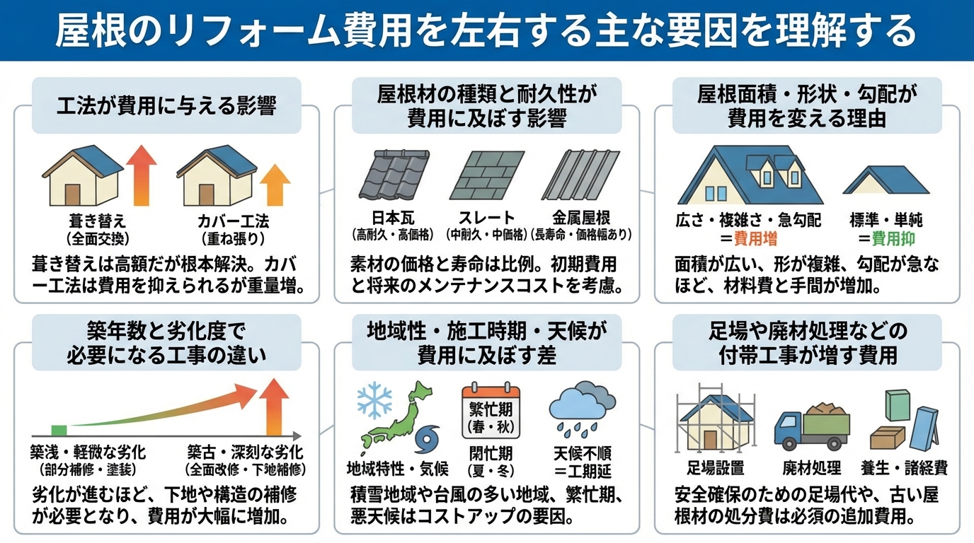 屋根のリフォーム費用を左右する主な要因を理解する