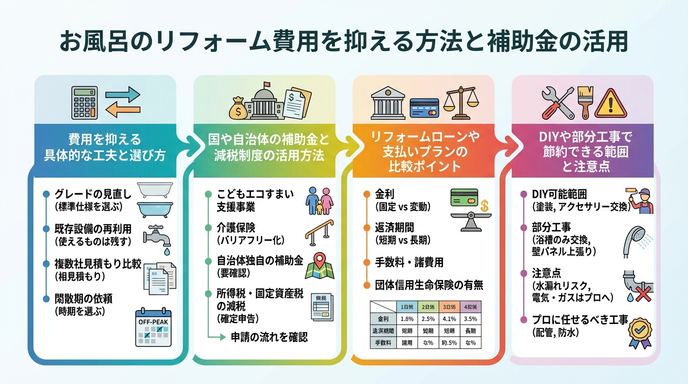 お風呂のリフォーム費用を抑える方法と補助金の活用