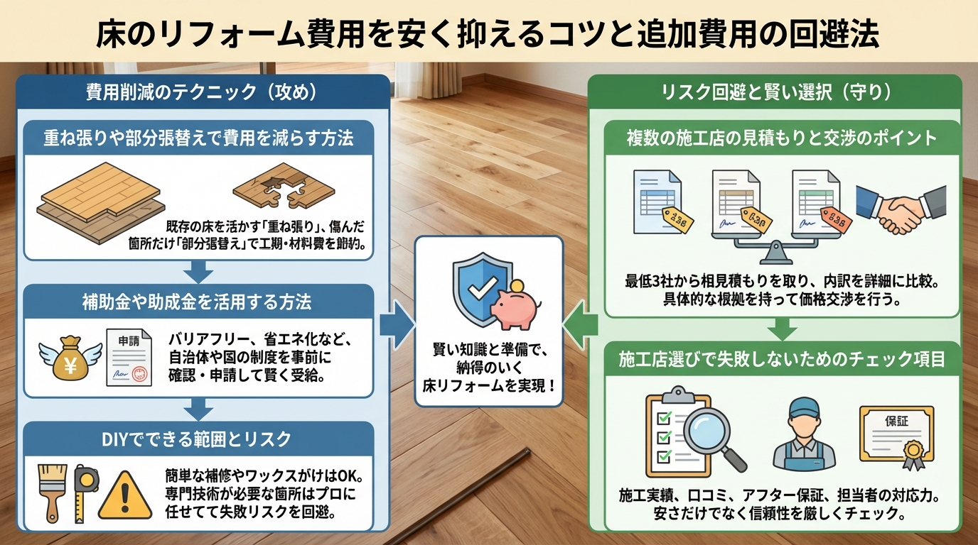 床のリフォーム費用を安く抑えるコツと追加費用の回避法