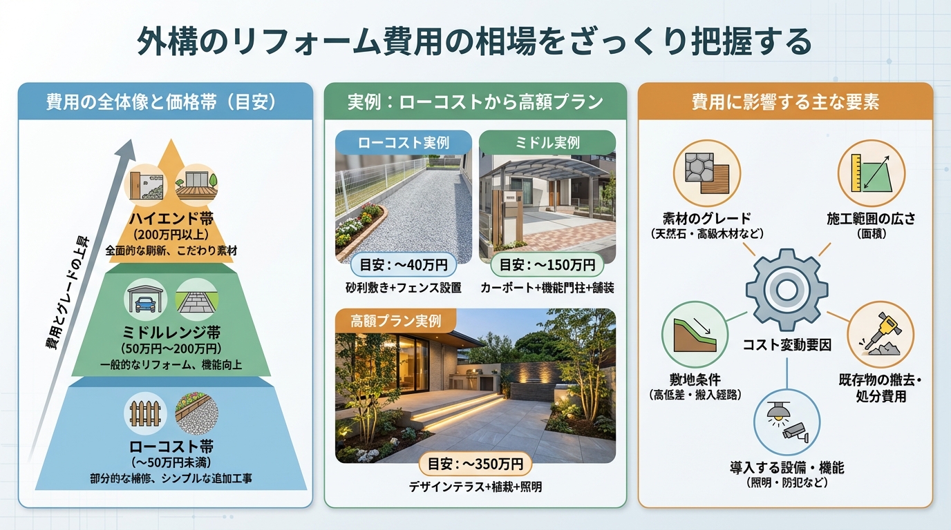 外構のリフォーム費用の相場をざっくり把握する