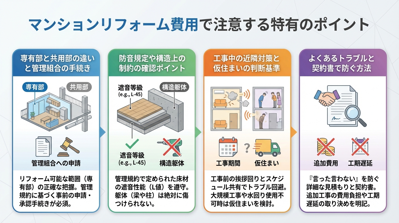 マンション リフォーム 費用で注意する特有のポイント
