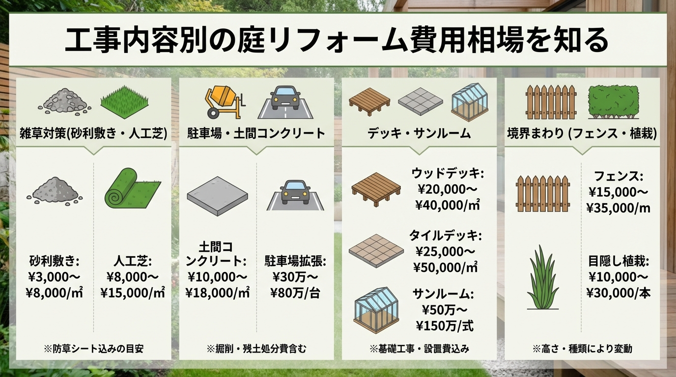 工事内容別の庭リフォーム費用相場を知る