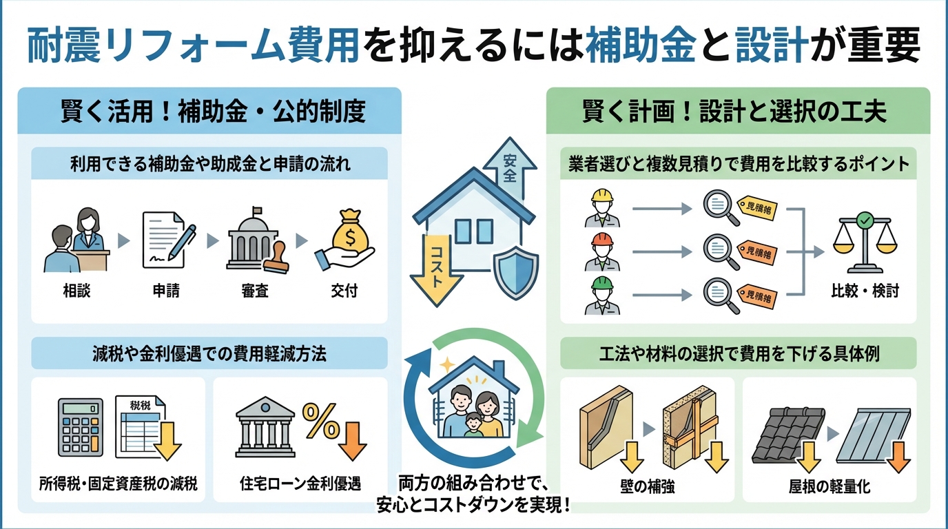耐震リフォーム費用を抑えるには補助金と設計が重要