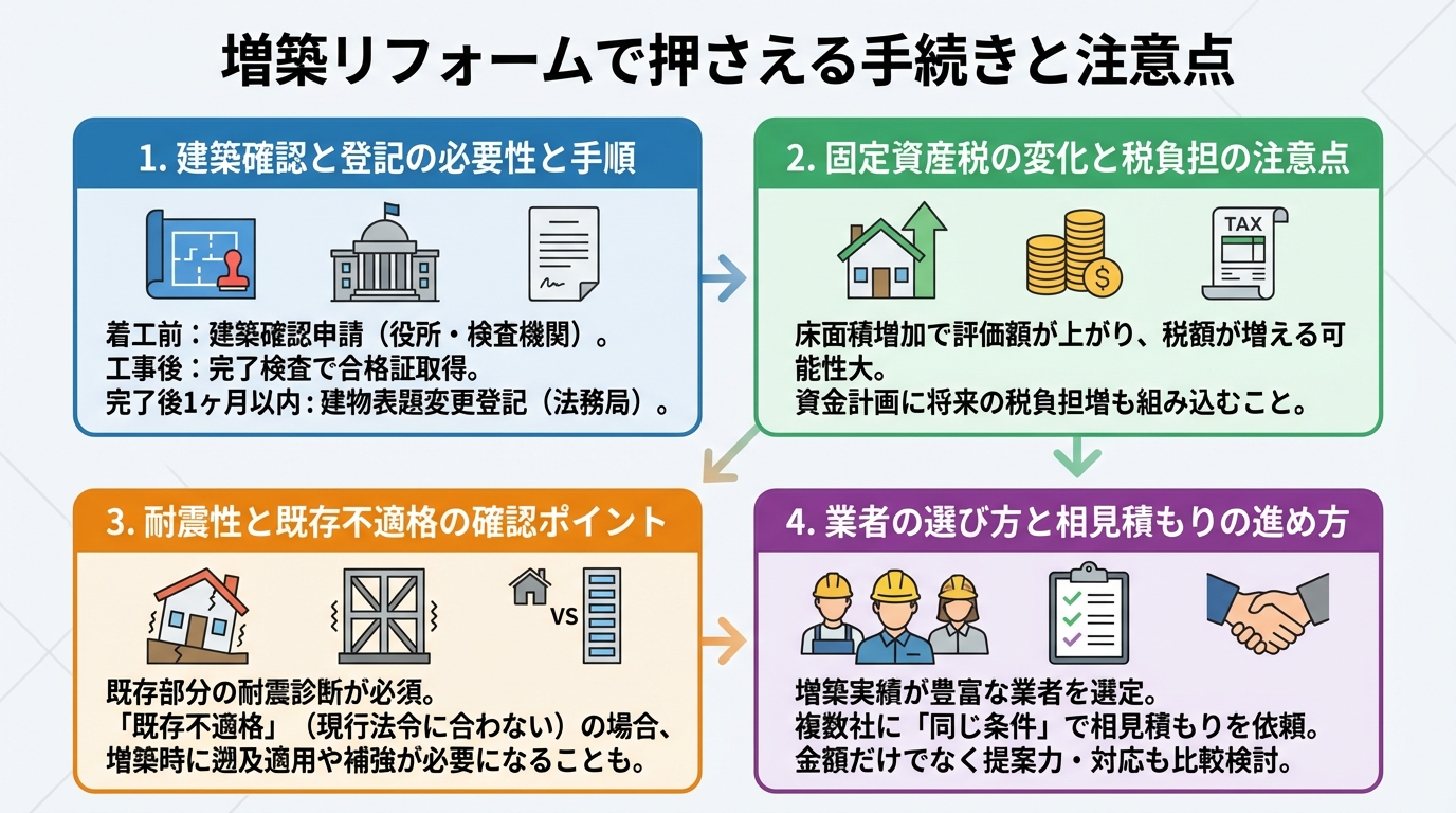 増築リフォームで押さえる手続きと注意点