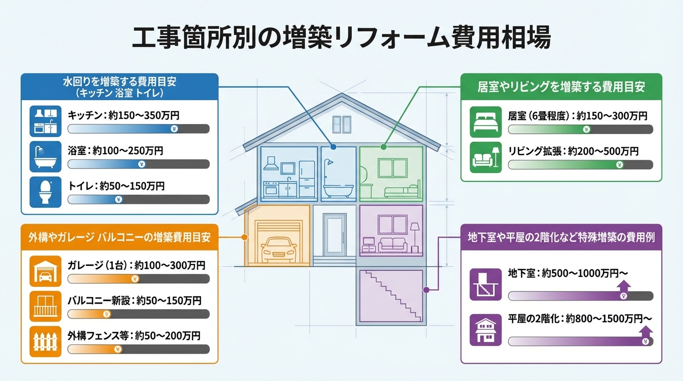 工事箇所別の増築リフォーム費用相場