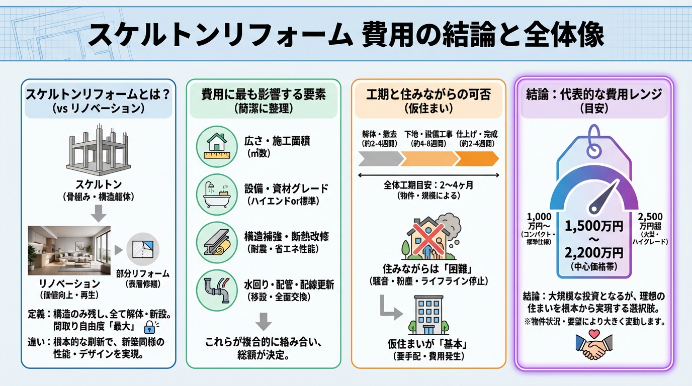 スケルトンリフォーム 費用の結論と全体像
