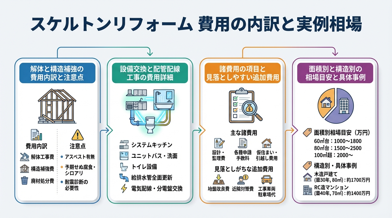 スケルトンリフォーム 費用の内訳と実例相場