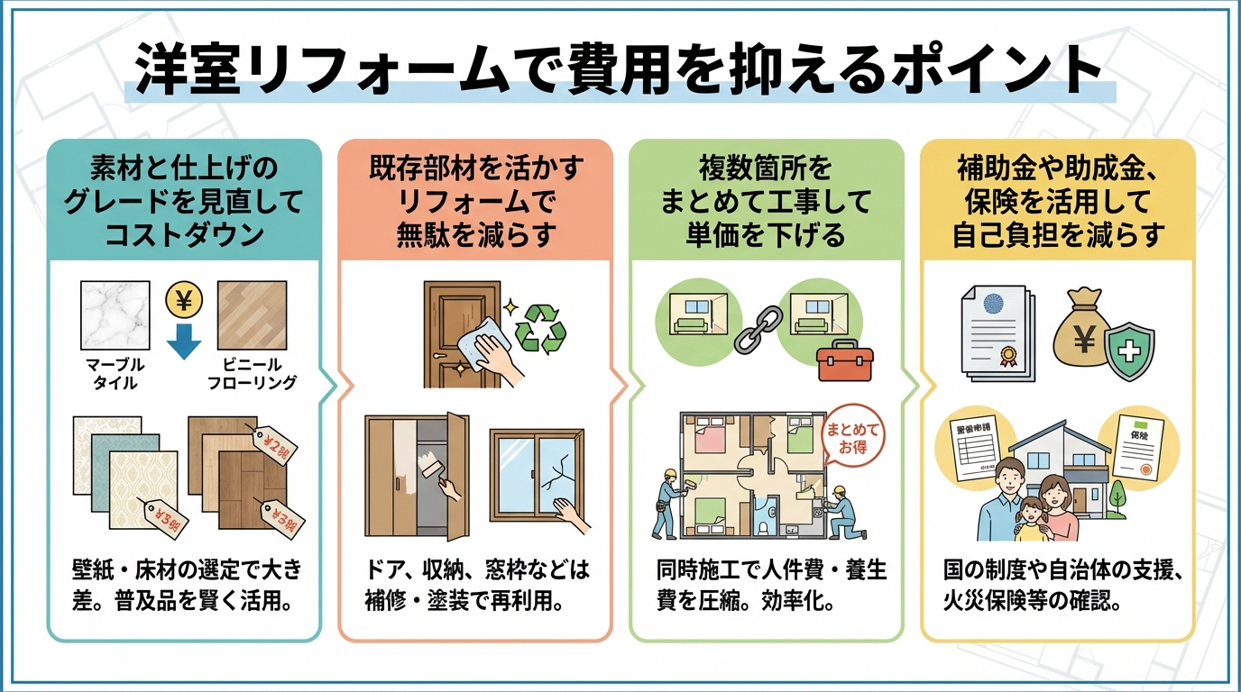 洋室リフォームで費用を抑えるポイント