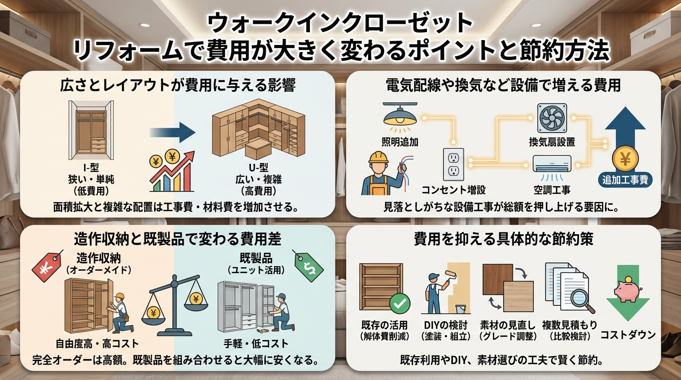 ウォークインクローゼット リフォームで費用が大きく変わるポイントと節約方法