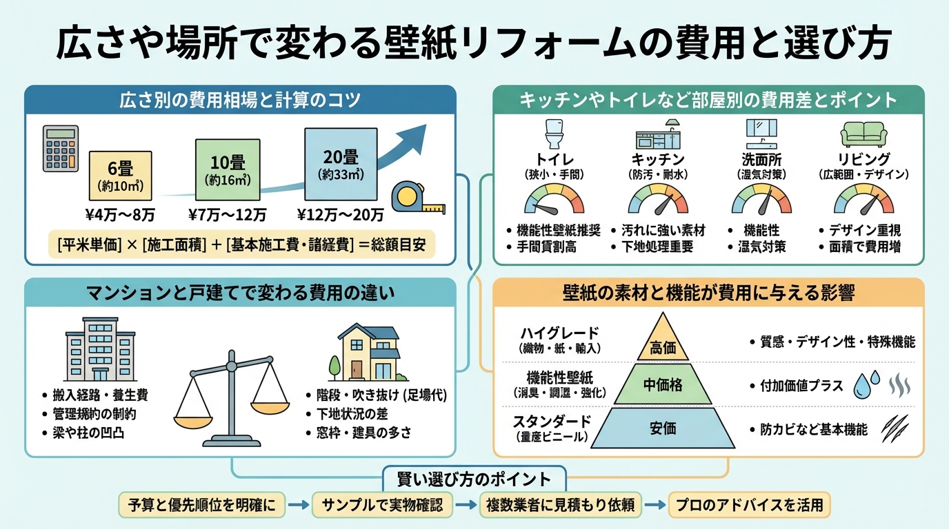 広さや場所で変わる壁紙リフォームの費用と選び方