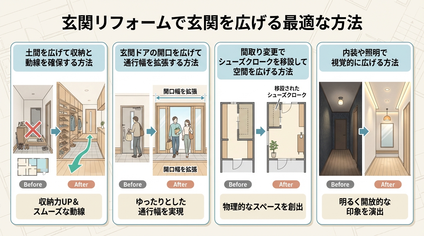 玄関リフォームで玄関を広げる最適な方法