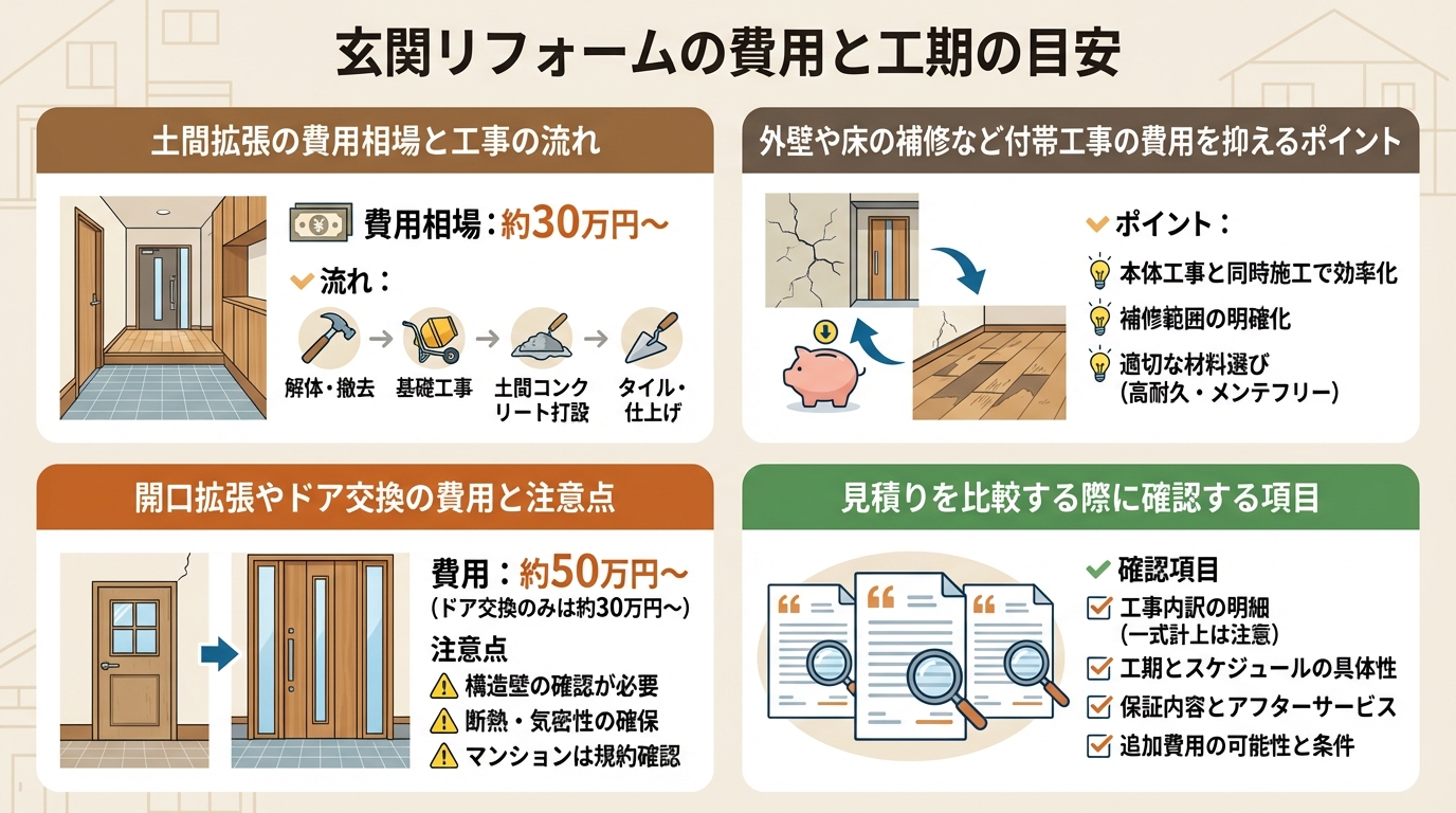 玄関リフォームの費用と工期の目安