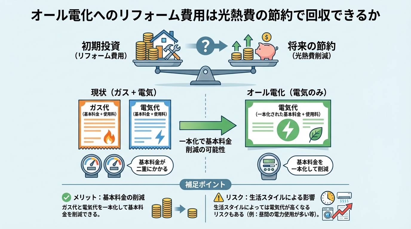 オール電化へのリフォーム費用は光熱費の節約で回収できるか