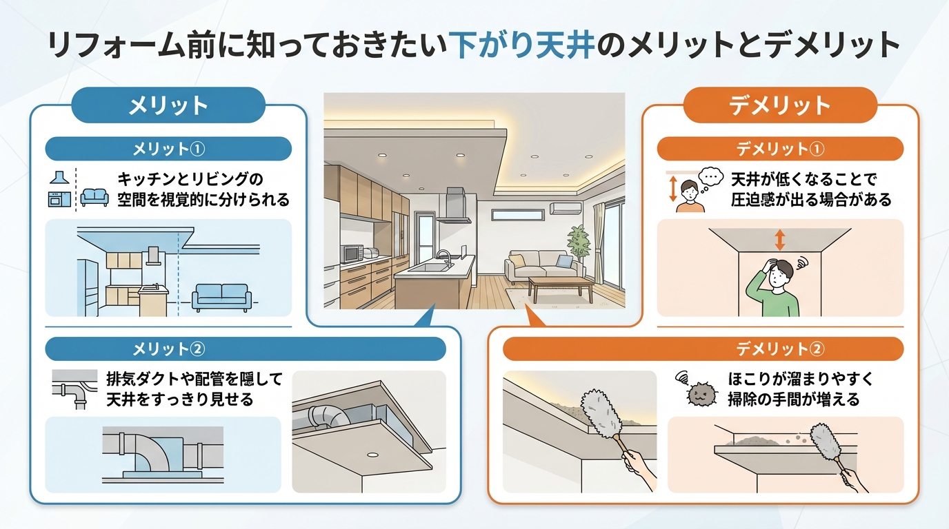 リフォーム前に知っておきたい下がり天井のメリットとデメリット