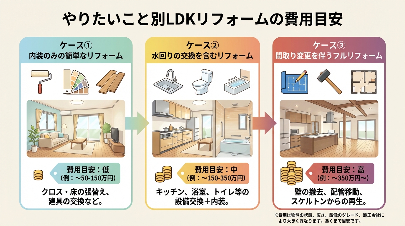 やりたいこと別LDKリフォームの費用目安