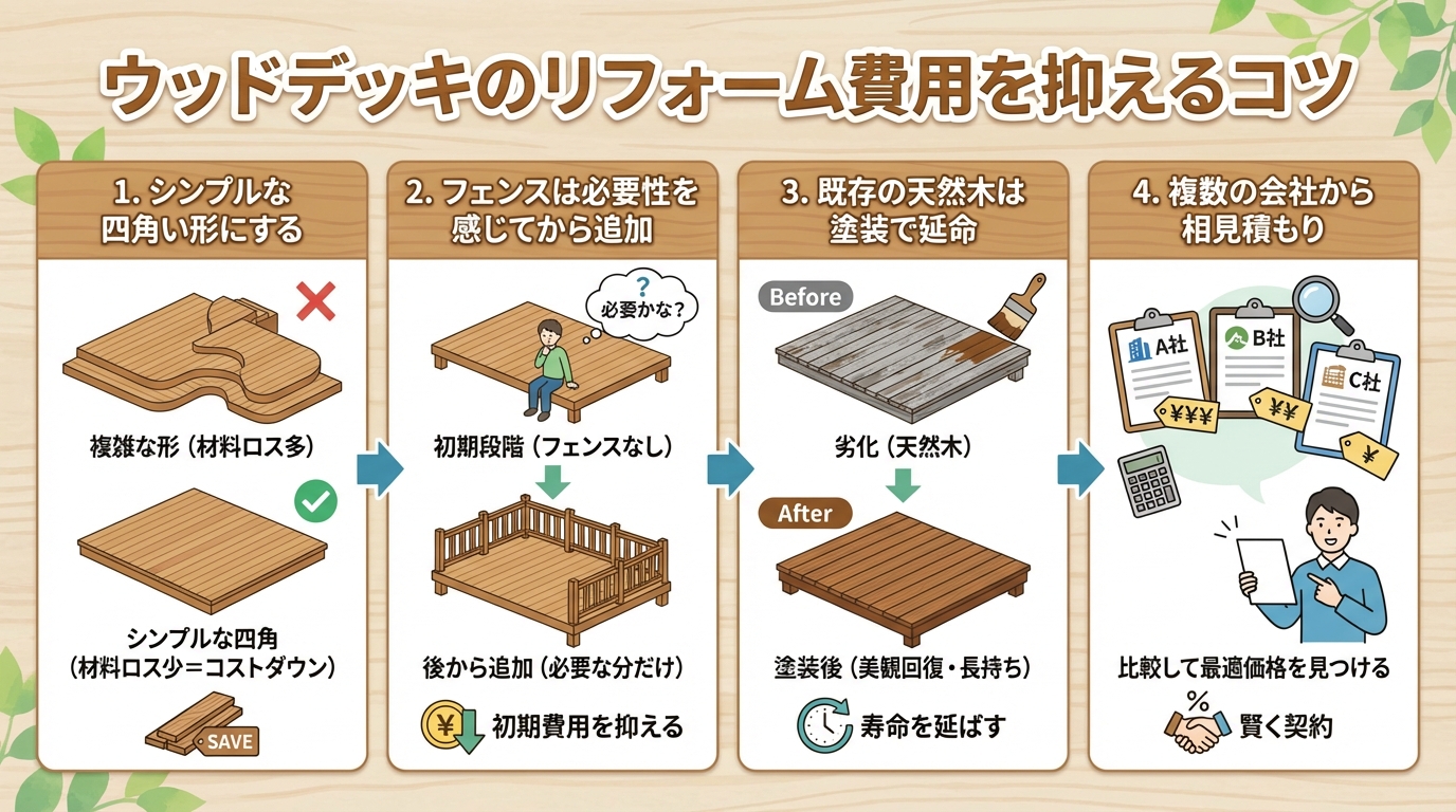 ウッドデッキのリフォーム費用を抑えるコツ
