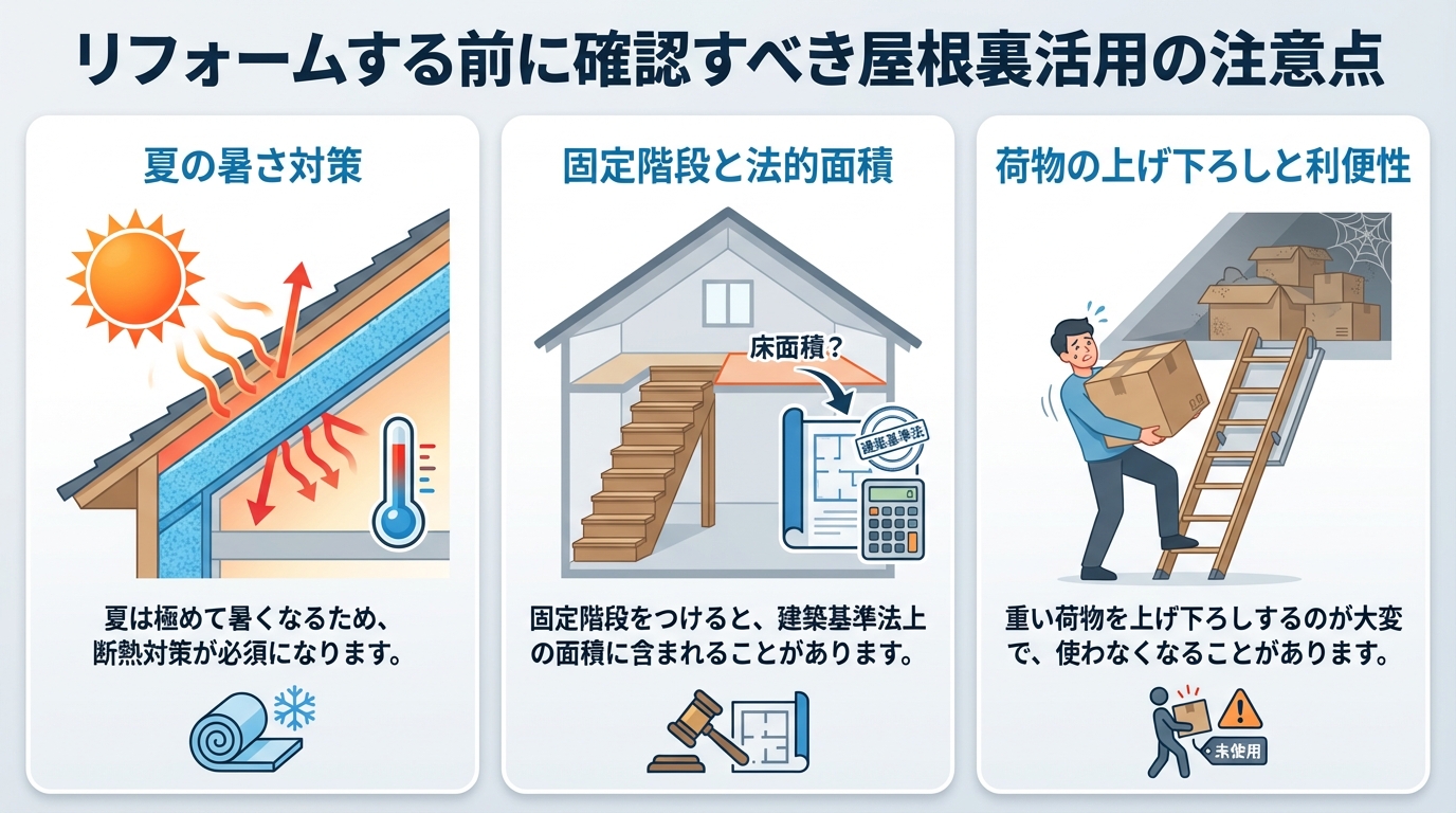 リフォームする前に確認すべき屋根裏活用の注意点