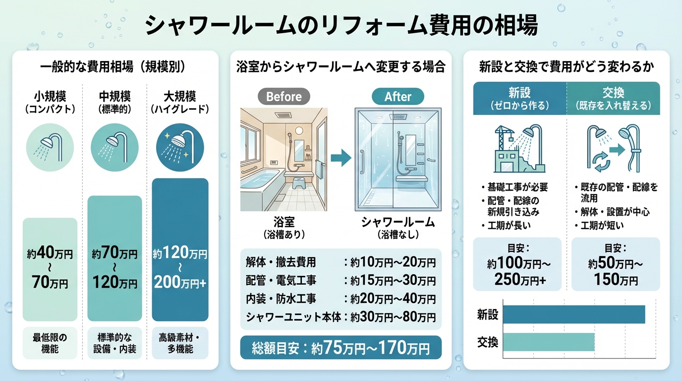 シャワールームのリフォーム費用の相場