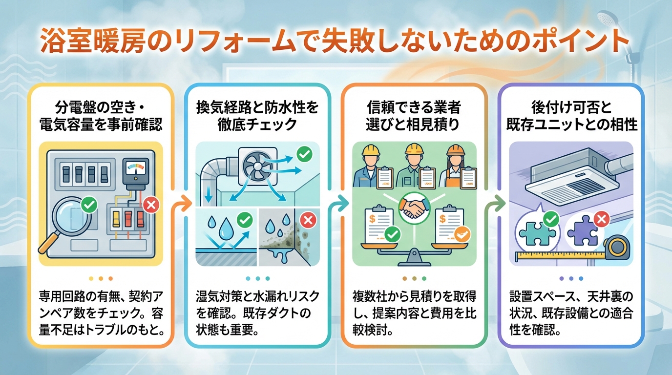 浴室暖房のリフォームで失敗しないためのポイント
